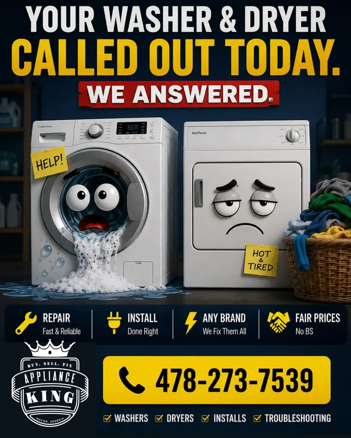 Appliance King ad creative: Your washer & dryer called out today