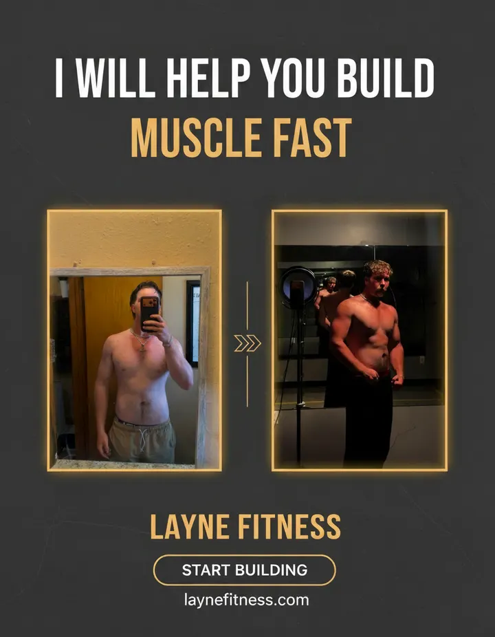 Layne Fitness ad creative: I will help you build muscle fast