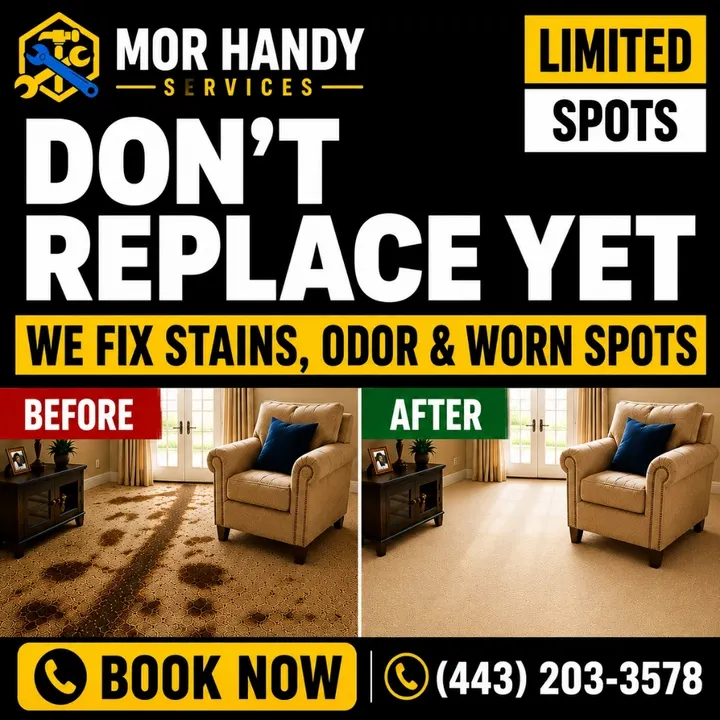 Mor Handy ad creative: Don't replace yet — stains, odor & worn spots